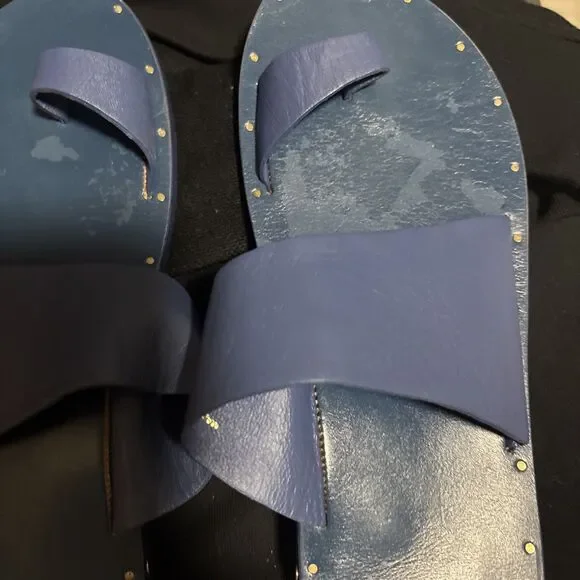 Beek Leather Toe-ring Sandal Blue  Women's Size 9 Rare Discontinued - Picture 3 of 7
